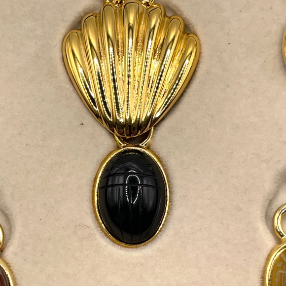 Weingeroff Signed QVC Interchangeable Pendant Pierced Earrings Scarab Set With B - Picture 3 of 12